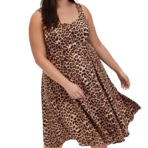 Torrid Scuba Leopard Sleeveless Skater Dress